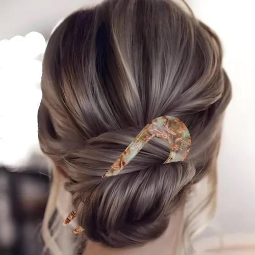 Vista 4 de Horquilla de pelo en forma de U Blue French Hair Pin para bollos Accesorios de peinado
