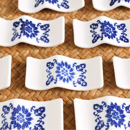 Vista 6 de Juego de 8 palillos de cerámica, estilo chino, soporte para cucharas de cena, soporte para cuchillo, tenedor, palillos