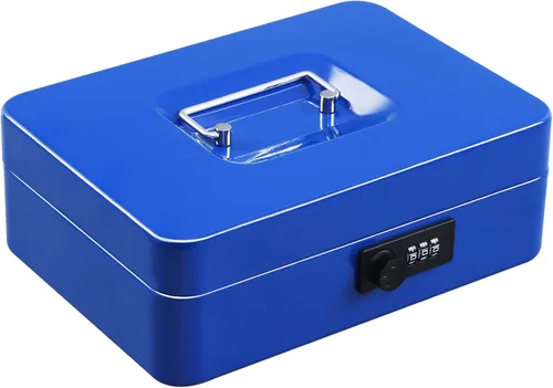 Vista 12 de xydled Caja fuerte de acero con cerradura de combinación, caja fuerte para dinero con bandeja extraíble para monedas, tamaño mediano, 7.87 x 6.30 x