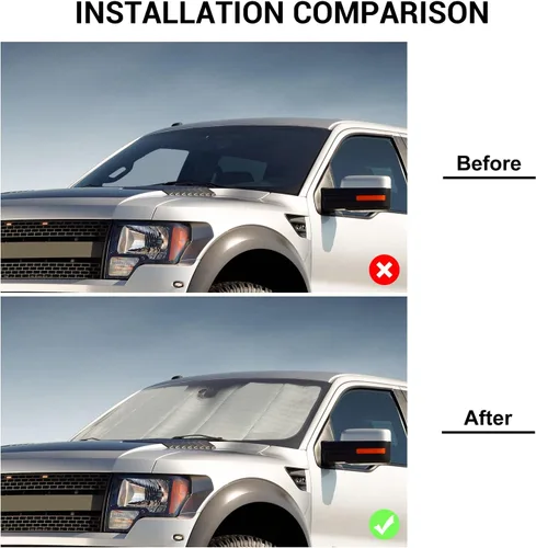 Vista 7 de Jimen Compatible con Ford F150 2009-2014, parasol reflectante para parabrisas de automóvil, protector solar para ventana