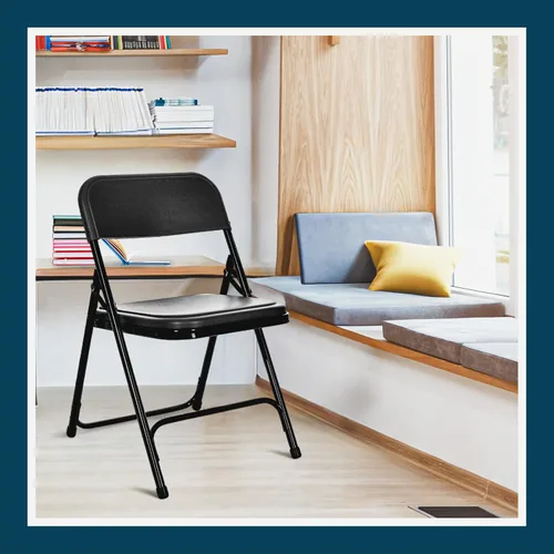 Vista 10 de OEF Furnishings OEF810 OEF800 Series Silla plegable de plástico ligero (asiento negro, marco negro, paquete de 4)