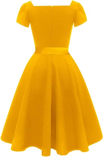 Vista 2 de Girstunm - Vestido para el té clásico, manga corta, con bolsillos, para mujer