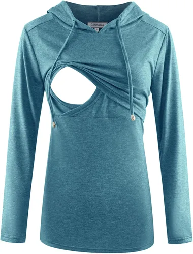 Vista 162 de GINKANA Sudadera con capucha para mujer, manga larga, lactancia materna, ropa casual