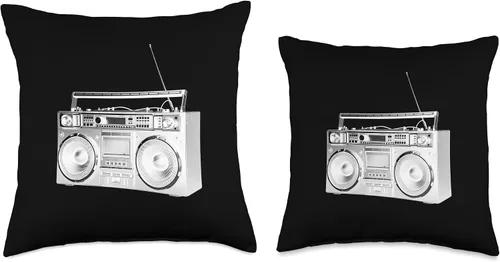 Vista 3 de Retro Boom Box 80s 90s, Ghetto Blaster Radio Cassette Player Throw Pillow