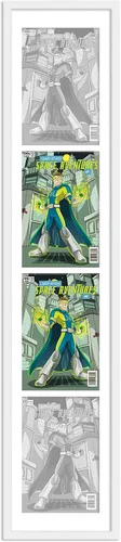 Vista 94 de Marco de cómic blanco mate para cómics publicado entre 1938 y 1955 (marco de madera maciza de cómic de la edad dorada) hecho para mostrar 4 cómics