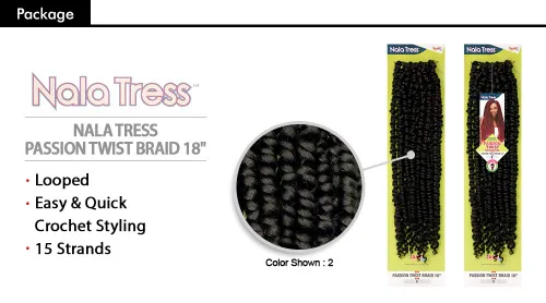Vista 2 de Janet Collection - Trenzas de ganchillo Nala Tress Passion Twist de 18 pulgadas (paquete de 5, 2)