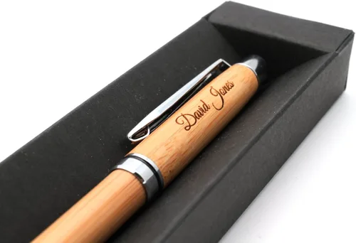 Vista 6 de CustomDesign.Shop Bolígrafo ecológico personalizado de bambú + caja de regalo Diseña un regalo verdaderamente único Grabado con láser