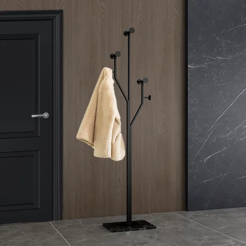Vista 5 de JIAYUEJU Perchero independiente con forma de árbol de metal con base de mármol resistente, perchero de esquina para dormitorio, entrada, pasillo