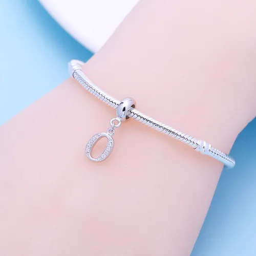 Vista 71 de ABUN Abalorio de plata de ley 925 con letra A a la Z, espaciador de inicial, con circonita cúbica transparete colgante, auténtica, para pulseras