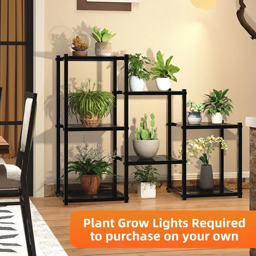 Vista 5 de Simple Trending Soporte para plantas para interiores y exteriores, de metal resistente, impermeable, de 7 niveles, para múltiples macetas de flores