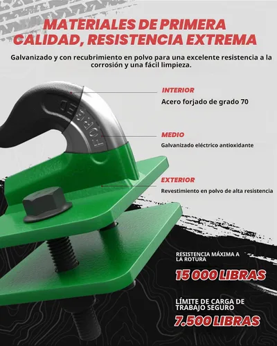 Vista 3 de Gancho de agarre para cubo de tractor de acero forjado de grado 70, gancho de agarre de 3/8 pulgadas con placa trasera, funciona bien para cubo