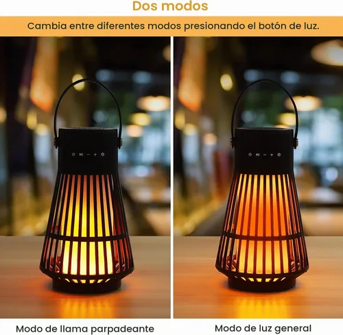 Vista 4 de Altavoz Bluetooth para exteriores con atmósfera de llama, altavoz inalámbrico LED impermeable con antorcha, sonido estéreo, accesorios geniales