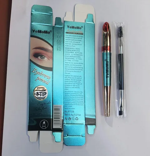 Vista 8 de Lápiz de cejas de 4 puntas, resistente al agua, de larga duración, oro rosa, 4 colores disponibles: café claro, café oscuro, gris, negro