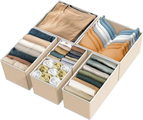 Vista 12 de Simple Houseware Organizador de cajones de ropa interior para lencería, ropa interior, brasier, bragas, calcetín, mameluco, juego de 6, gris