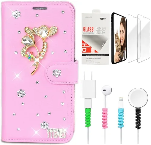 Vista 8 de Bling SSBLDwSPCPSeries-20 - Funda de piel con tapa y protector de pantalla y cable