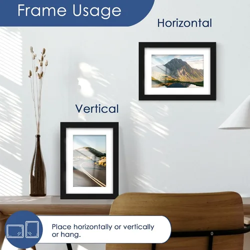 Vista 7 de PEALSN - Juego de 6 portarretratos de 5 x 7 pulgadas para fotos de 4 x 6 pulgadas con paspartú/5 x 7 pulgadas sin paspartú, para montaje en Negro