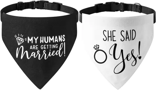 Vista 10 de El mejor collar de bandana de boda para perro, bandana de compromiso ajustable para mascotas con hebilla de liberación rápida y anillo en D