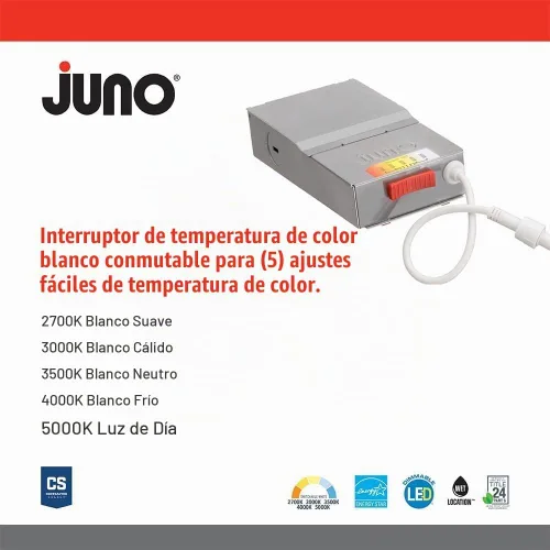 Vista 3 de Juno Luz empotrable LED de 6 pulgadas, CCT 5 en 1, borde plano ultrafino Negro mate