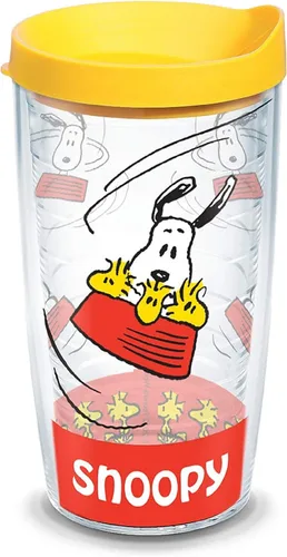 Vista 4 de Tervis Peanuts - Vaso aislado Snoopy con envoltura y tapa amarilla, 16 onzas, transparente
