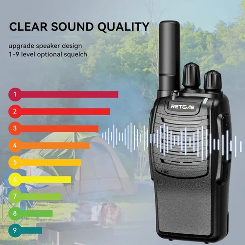 Vista 9 de Retevis Walkie Talkies H-777 con micrófono de hombro, radios de 2 vías de largo alcance, sin licencia, linterna LED, portátil, resistente a