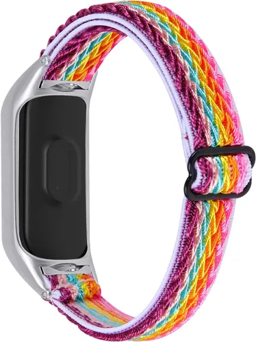 Vista 2 de Mi Band 3 pulsera elástica, 5.3 "-8.3" correa ajustable transpirable suave de nylon banda elástica de reemplazo con marco de metal compatible con Mi