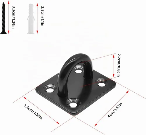 Vista 2 de HOMPER 4 piezas de placas de ojo de almohadilla M6 negras, hardware marino de acero inoxidable 304 con gancho de grapa y bucle, con 16 tornillos