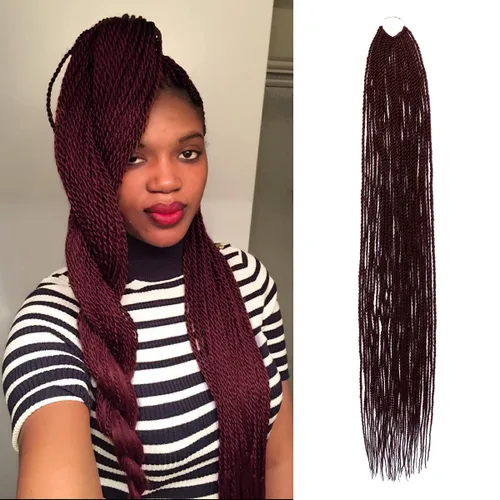 Vista 31 de AU-THEN-TIC Cabello senegalés con trenzas de ganchillo de 22 pulgadas, paquete de 2 paquetes de 40 mechones por paquete, extensiones de cabello