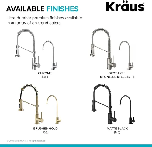 Vista 2 de Kraus KPF-1610-FF-100CH Bolden - Grifo extensible de cocina de estilo comercial, combo con filtro de agua Purita, cromado