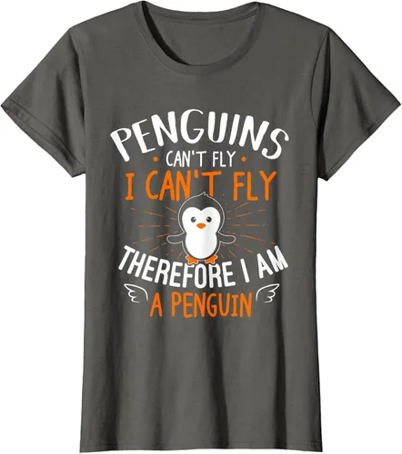 Vista 9 de Penguins Can't Fly Shirt - Camiseta de regalo para amantes de los pingüinos, Azul Azul Marino