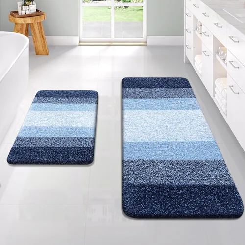 Vista 23 de OLANLY - Juego de tapetes para baño de 2 piezas, de microfibra, suaves y absorbentes, antideslizantes, lavables a máquina y para secadora, felpudos