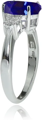 Vista 2 de Ice Gems Anillo de plata de ley con zafiro azul y corazón