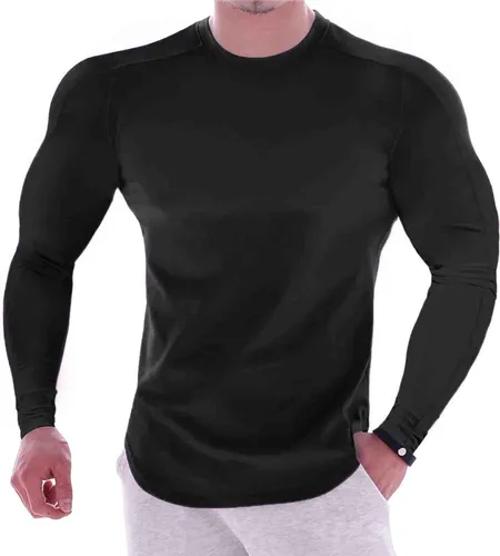 Vista 66 de Camisas de compresión atléticas de manga larga para hombre, capa base, camisa de entrenamiento atlético, camisas de compresión, camisetas deportivas