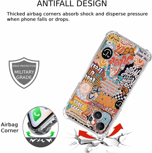 Vista 4 de Funda de collage estético para iPhone 15, patrón de citas positivas, bonita funda de TPU suave compatible con iPhone 15