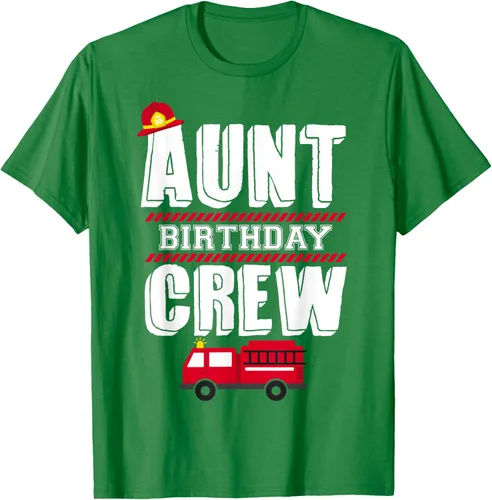 Vista 3 de Aunt Birthday Crew Fire Truck Fireman - Camiseta para fiesta de acogida, Negro, S