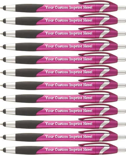 Vista 11 de ExpressDesigns™ - Bolígrafo personalizado con lápiz capacitivo - The Glide Click action Custom - Tinta de escritura negra - Bolígrafos con nombre