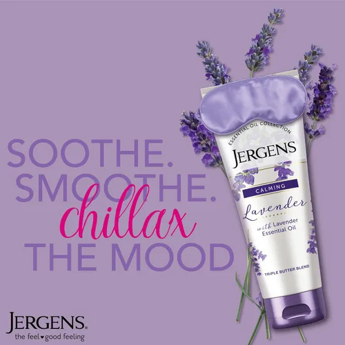 Vista 3 de Jergens Manteca Corporal de Lavanda Loción para Manos y Cuerpo, Crema Hidratante para Mujeres, con Aceites Esenciales para una Hidratación