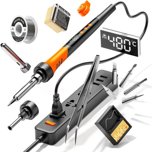 Vista 8 de Soldador LCD de 90 W 110 V, kit de soldador, herramienta de pistola de soldadura 10 en 1, 5 puntas de soldador, alambre de soldadura, pasta