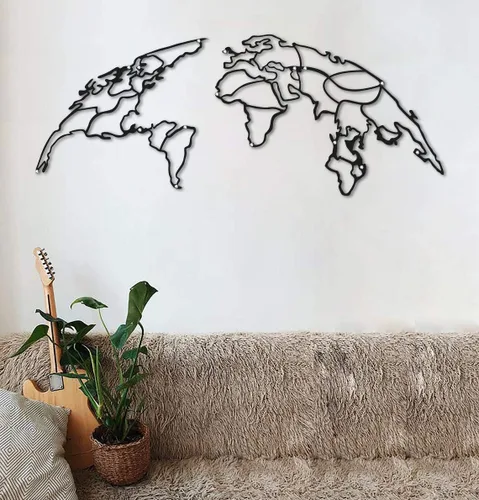 Vista 7 de Tubibu Decoración decorativa de pared de mapa del mundo de metal, decoración de oficina en casa, decoración de dormitorio y sala de estar