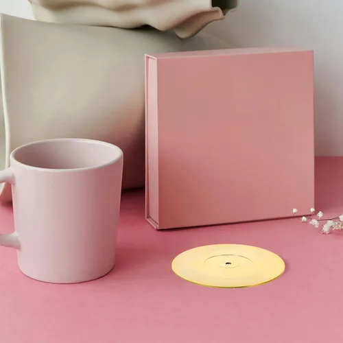 Vista 4 de Ipetboom 2pcs Retro Vinyl Record Coasters for Drinks Nonslip Cup Mats Unique Music Accessories for Coffee Tables and Home Office Decor