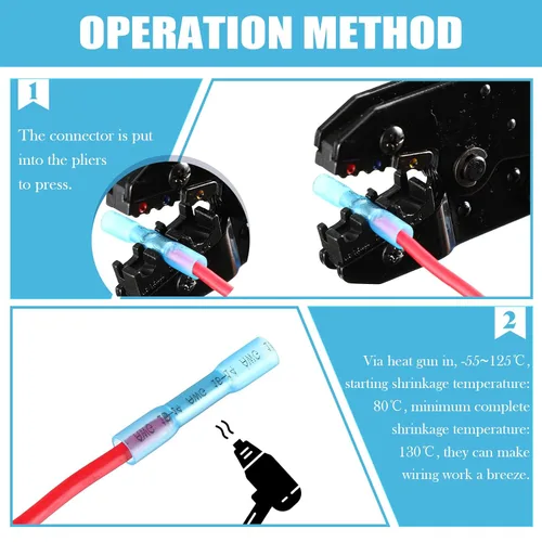 Vista 5 de Frienda 500 Piezas Conectores de Cable Termorretráctiles a Tope Azules Awg 16-14 Aislados Impermeables Conectores de Cable Eléctrico Automotriz