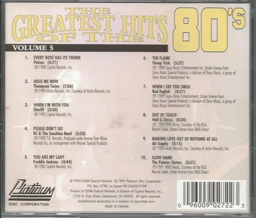 Vista 2 de The Greatest Hits of the 80's Power Ballads Vol. 5