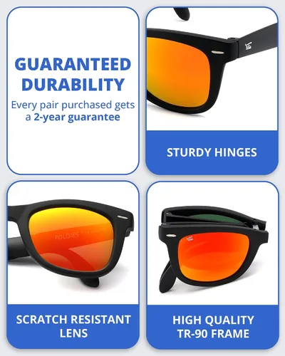 Vista 3 de Foldies Classic - lentes de sol polarizados y plegables con gamuza de limpieza y funda de piel