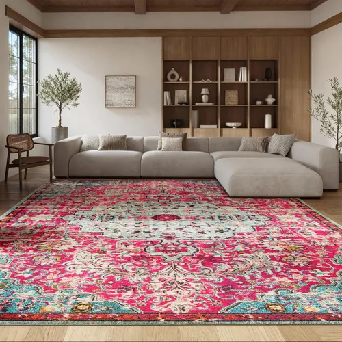 Vista 31 de SAFAVIEH Colección Madison MAD447B - Tapete bohemio con medallón antiguo y elegante, no desprende pelusa, para la sala, dormitorio, comedor