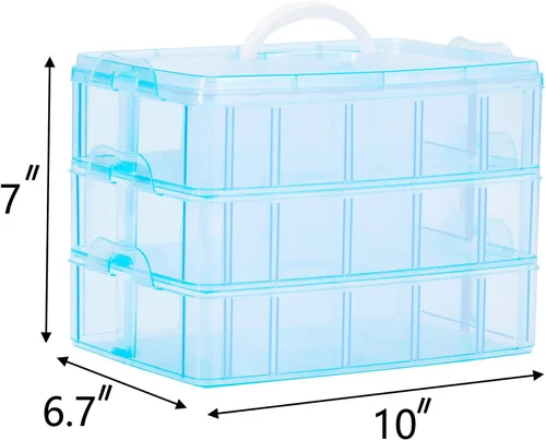 Vista 3 de Sooyee Organizador de almacenamiento para manualidades, funda de ruedas calientes, caja de costura, caja organizadora de plástico de 3 niveles