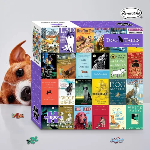 Vista 5 de Re-marks Rompecabezas literario de collage "Dog Tales", rompecabezas de 1000 piezas para todas las edades