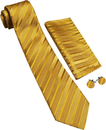 Vista 287 de Barry.Wang Juego de corbatas para hombre, corbata de seda a rayas, tejido a cuadros, gemelos formales, negocios, boda