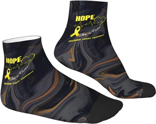 Vista 3 de GDJF Hope For A Cure Childhood Cancer Awareness Ankle Socks Winter Low Cut Sports Warm Breathable Comfort Casual Socks For Mens And Womens