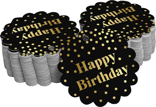 Vista 35 de Etiquetas de papel para colgar con texto en inglés «Happy Birthday» (50 unidades)