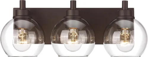 Vista 31 de Accesorios de iluminación de baño, luz de tocador mate negra de 2 luces, apliques de pared modernos con pantalla de globo de vidrio transparente