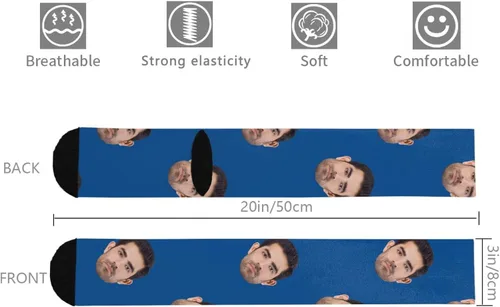 Vista 3 de Calcetines de cara de mascotas personalizados para hombres y mujeres con foto de amantes de las mascotas tamaño unisex para perro gato animales